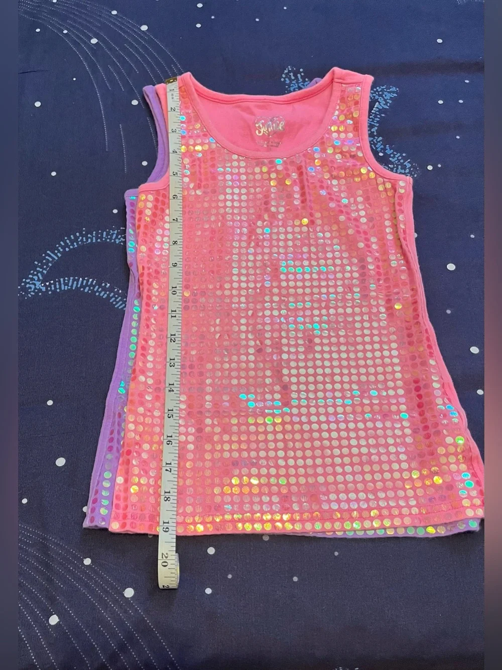 Girls Sz 8 Bundke of 2 Justice Sequin Tank Tops Pink and Purple